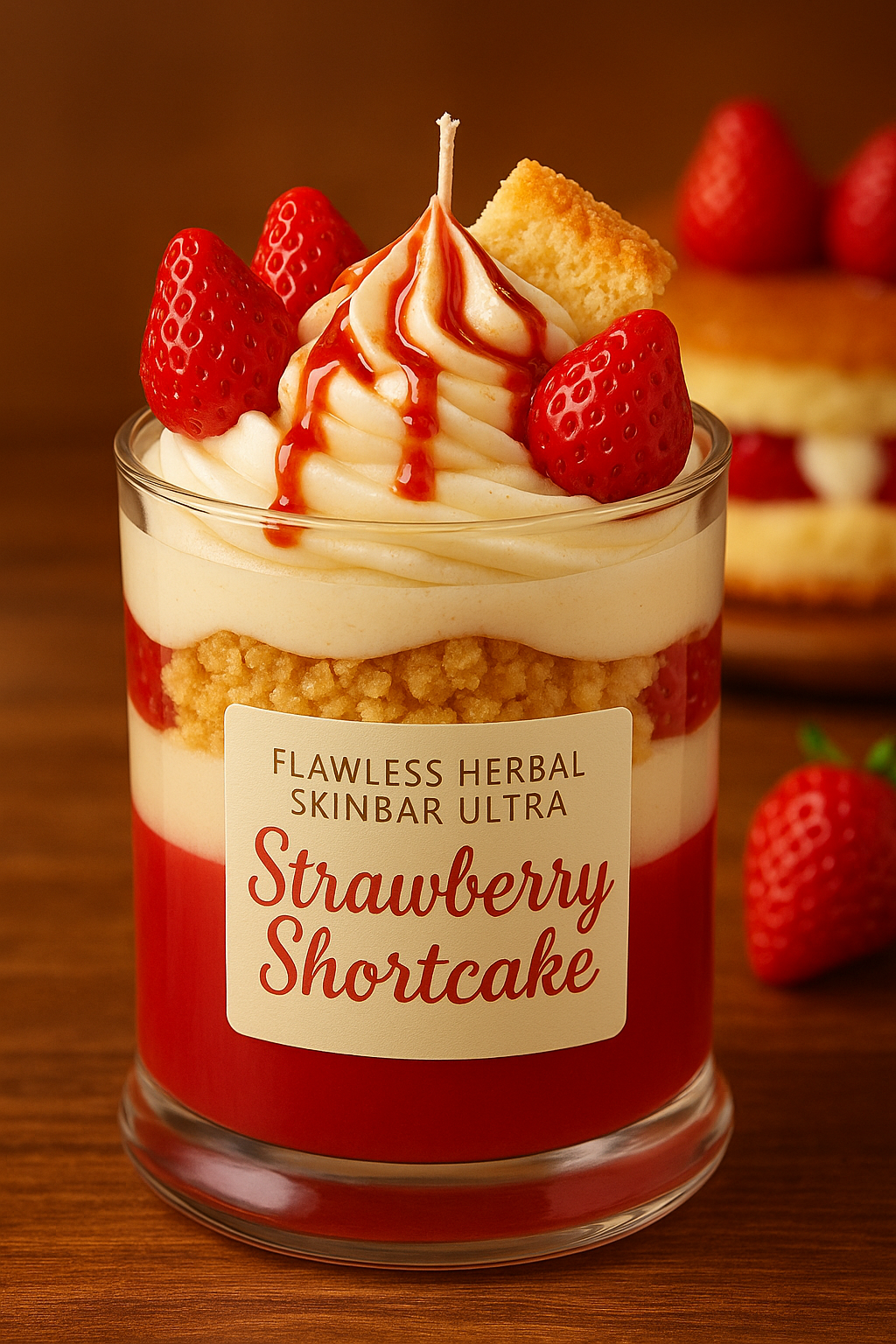 Strawberry shortcake candle